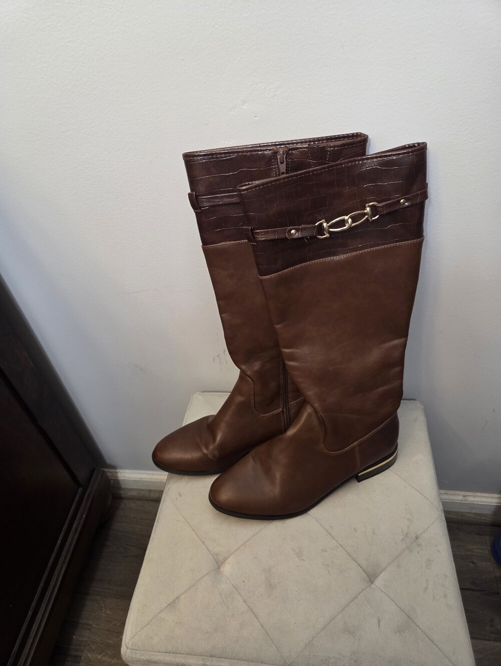 Cato Women's Brown‎ Tall Riding Boots with Buckle Detail